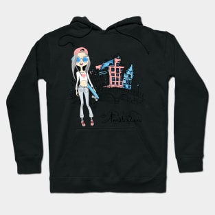 Beautiful fashion girl in Amsterdam Hoodie